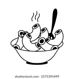 Bowl of pasta in sauce, a classic Italian meal