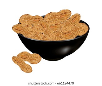 Bowl of peanuts isolated