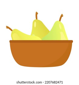 A bowl with pears, vector illustration, eps 10