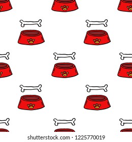 bowl for pets seamless doodle pattern