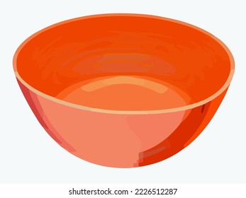 Bowl, Plate, Cereal Bowl, Orange Bowl, Realistic Drawing for Advertising Illustration Vector Cartoon Drawing