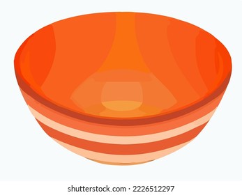 Bowl, Plate, Cereal Bowl, Orange Bowl, Realistic Drawing for Advertising Illustration Vector Cartoon Drawing