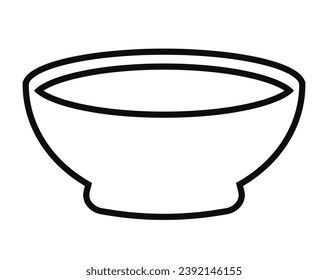 Bowl plate vector line icon isolated on white background. Flat illustration of empty dining plate.