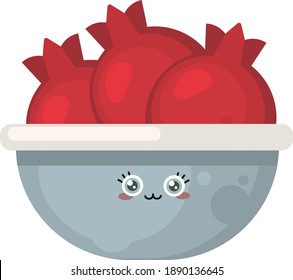 Tazón de granadas , ilustración, vector sobre fondo blanco