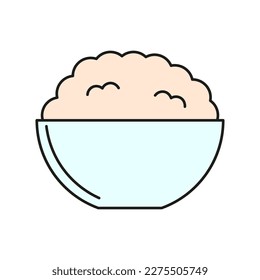 Bowl porridge cartoon. Cooking background. Healthy eating. Vector illustration.