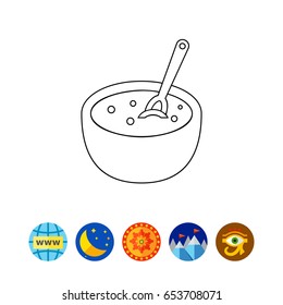 Bowl with Porridge Line Icon