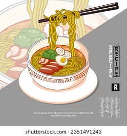 a bowl of ramen noodle illustration vector design