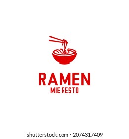 bowl of ramen noodle logo vector, logo silhouette