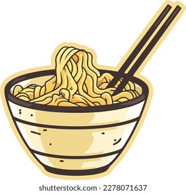 a bowl of ramen noodle vector illustration