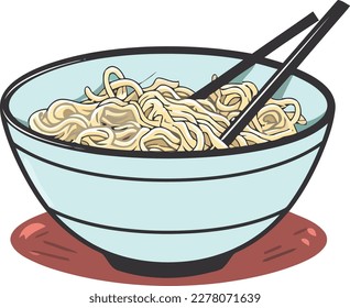 a bowl of ramen noodle vector illustration