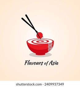 Bowl of ramen noodles an Asian style food silhouette. Use as a logo for a Chinese or Japanese restaurant or as a symbol that represents their culture. Vector also represents Korean food.