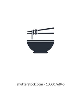 Bowl of Ramen Noodle.Vector icon isolated on white background.