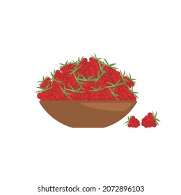 Tazón de frambuesas
ilustración vectorial de color plano aislada en fondo blanco
