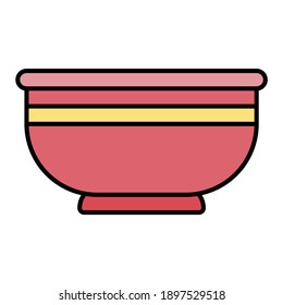 bowl red chinese soup using soft color and filled line style