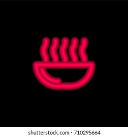 Bowl red glowing neon ui ux icon. Glowing sign logo vector