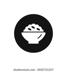 Bowl of rice black and white vector icon