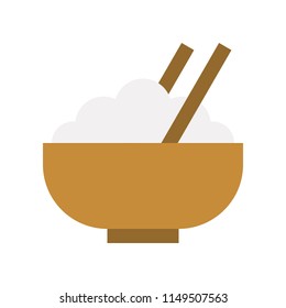 bowl of rice and chopstick, food and gastronomy set, flat icon