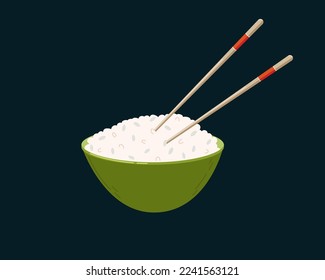 Bowl of rice and chopsticks