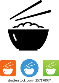 Bowl of rice with chopsticks symbol 