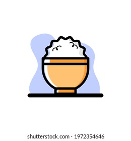 Bowl of Rice Conceptual Vector Icon Design Illustration eps10