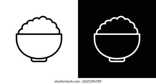 Bowl rice icon concept stroke on white background