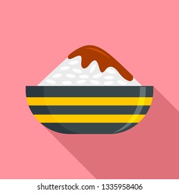 Bowl of rice icon. Flat illustration of bowl of rice vector icon for web design
