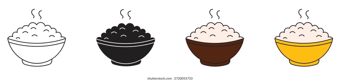 Tigela de ícone de arroz, ilustração vetorial .