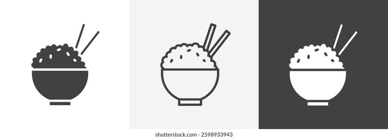 Bowl rice icons in Thin line black color. flat simple vector symbols illustration.