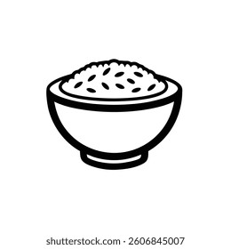 Bowl of Rice outline Icon. vector illustration