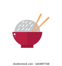 bowl with rice and sticks culture traditional japan icon vector illustration
