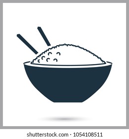 Bowl with rice and sticks simple icon