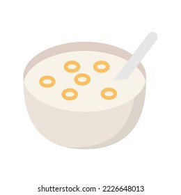 Bowl of ring cereals or cheerios with of milk. Healthy and wholesome breakfast. Vector illustration svg