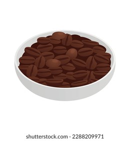 Bowl of roasted coffee beans isometric icon vector illustration