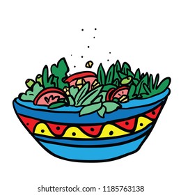 Bowl Salad Hand Drawn Cartoon Illustration Stock Vector (royalty Free 