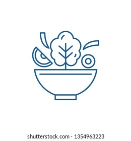 Bowl of salad line icon concept. Bowl of salad flat  vector symbol, sign, outline illustration.