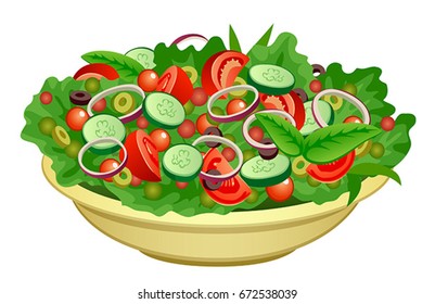 Bowl of salad on a white background