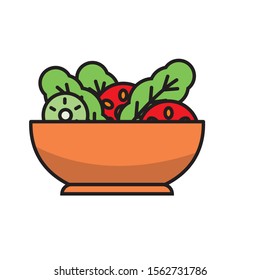 Bowl of salad vector illustration isolated on white background