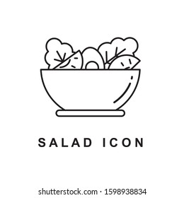 Bowl of salad  vector illustration with simple line design. Salad line icon