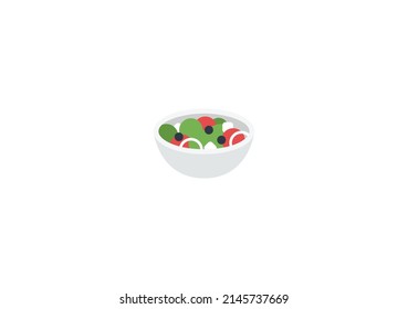 Bowl with Salad Vector Isolated Emoticon. Salad Icon