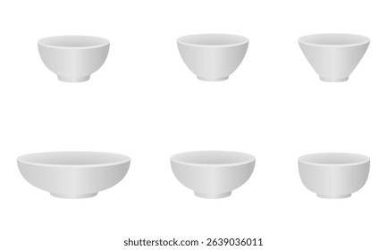 bowl set with different model, vector illustration isolated on white background.