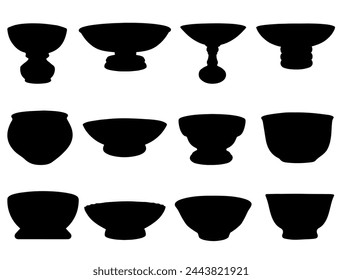 Bowl shape silhouette vector art white background