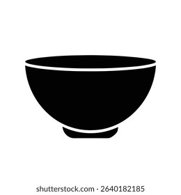 Bowl Silhouette Icon on White Background – Kitchenware Symbol for Cooking, Dining, and Food Concepts