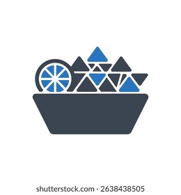 A bowl of sliced fruits icon.