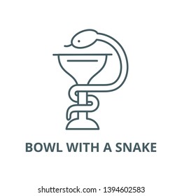 Bowl with a snake vector line icon, linear concept, outline sign, symbol