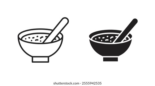 Bowl of soup flat simple vector symbols illustration.