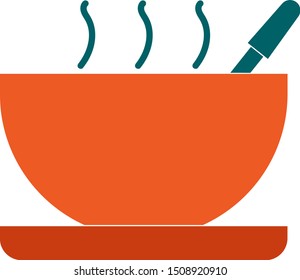 Bowl soup flat vector icon. Hand drawn style design illustrations