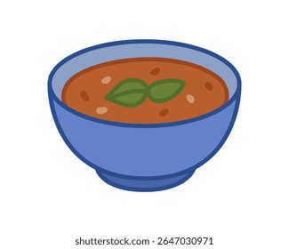 Bowl of Soup with Herbs for a Warm Italian Dish Theme Vector illustration