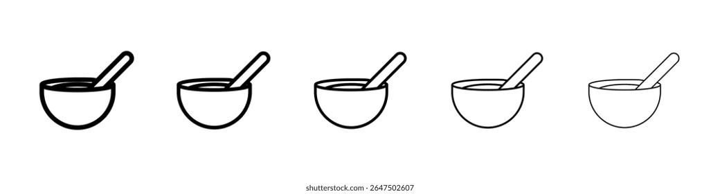 Bowl of soup icon graphic set. trendy stroke line style