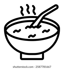 Bowl of soup icon line style transparent