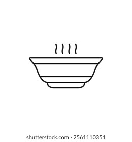 Bowl of soup icon Outline vector line symbol